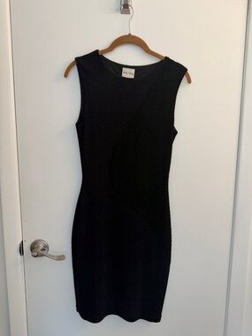 Reiss Black Textured Sleeveless Midi Dress